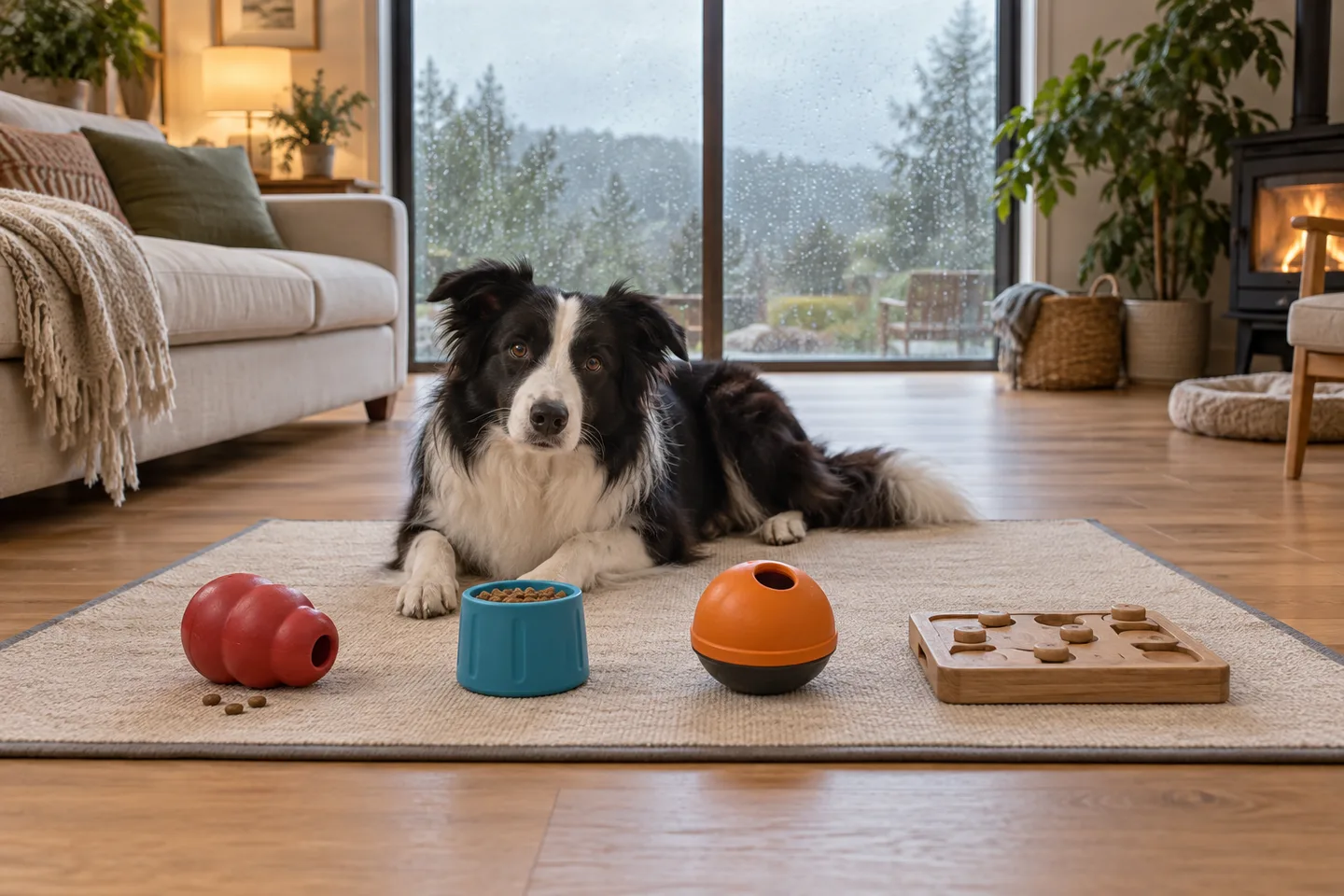 illustrative dog activity scene